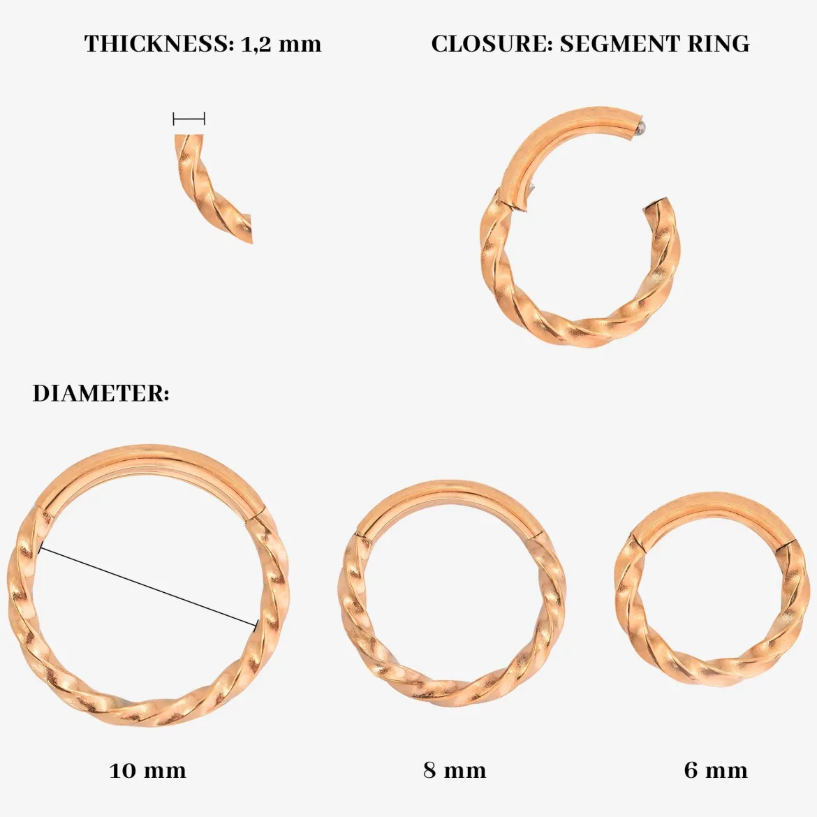 Twisted Click Piercing Ring Roségold