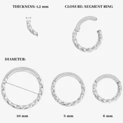 Twisted Click Piercing Ring Silber