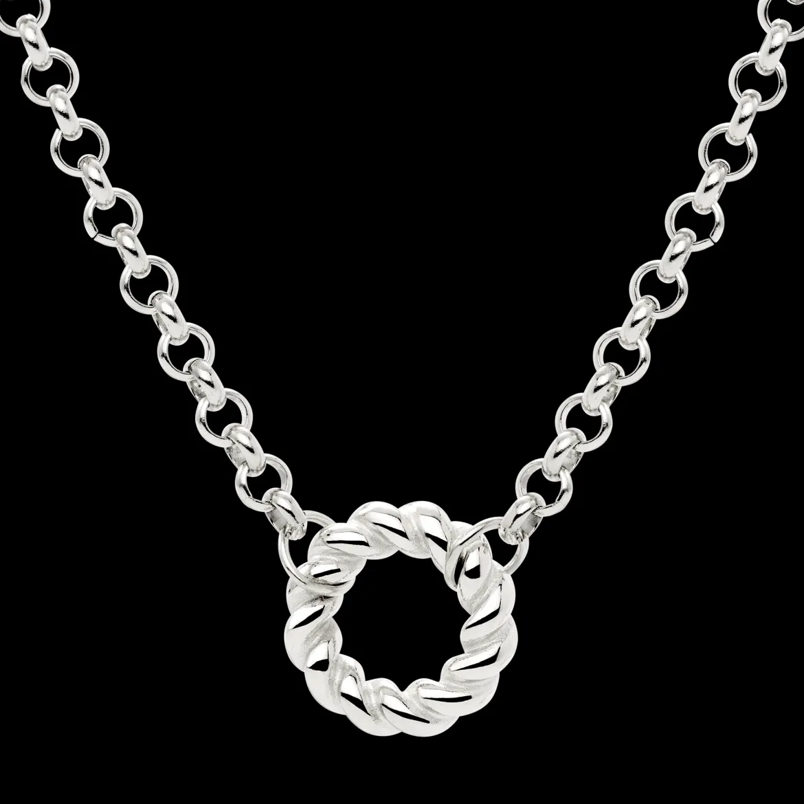 Twisted Donut Necklace Silber