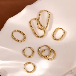 Twisted Hoop Bundle Small Gold