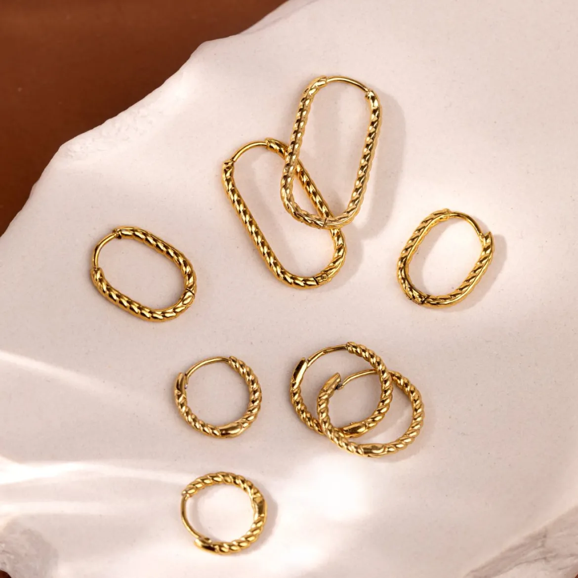 Twisted Hoop Bundle Small Gold