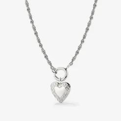 Vintage Heart Rope Chain Necklace Set Silber