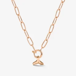 Whale Tail Oval Links Necklace Set Roségold