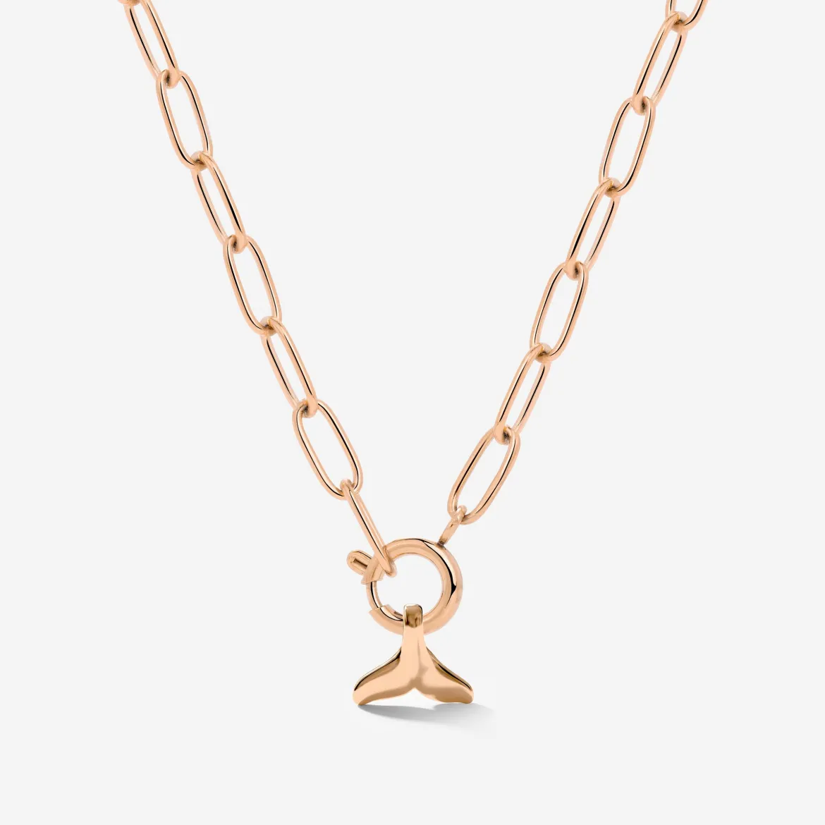 Whale Tail Oval Links Necklace Set Roségold