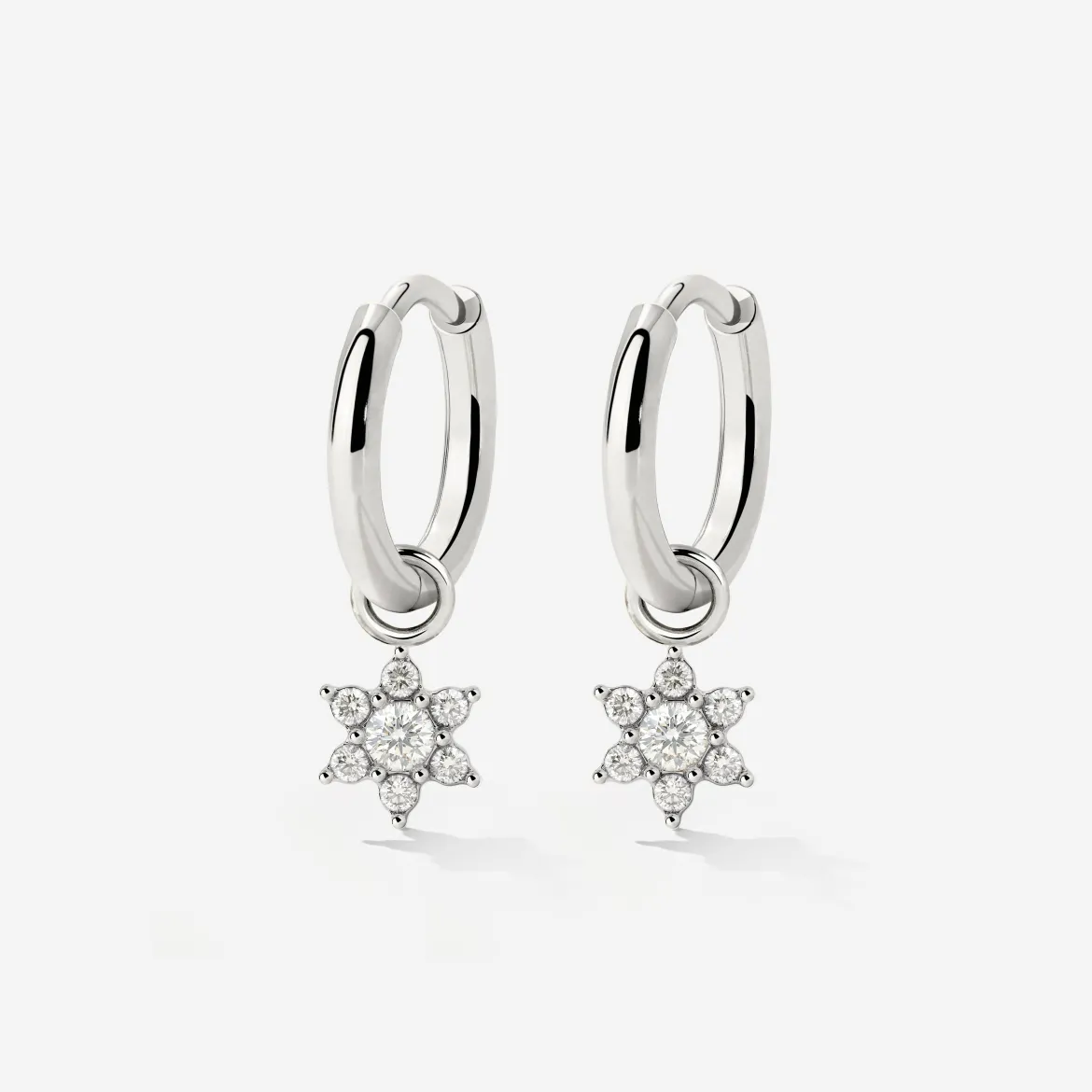 White Petal Hoop Set Small Silber