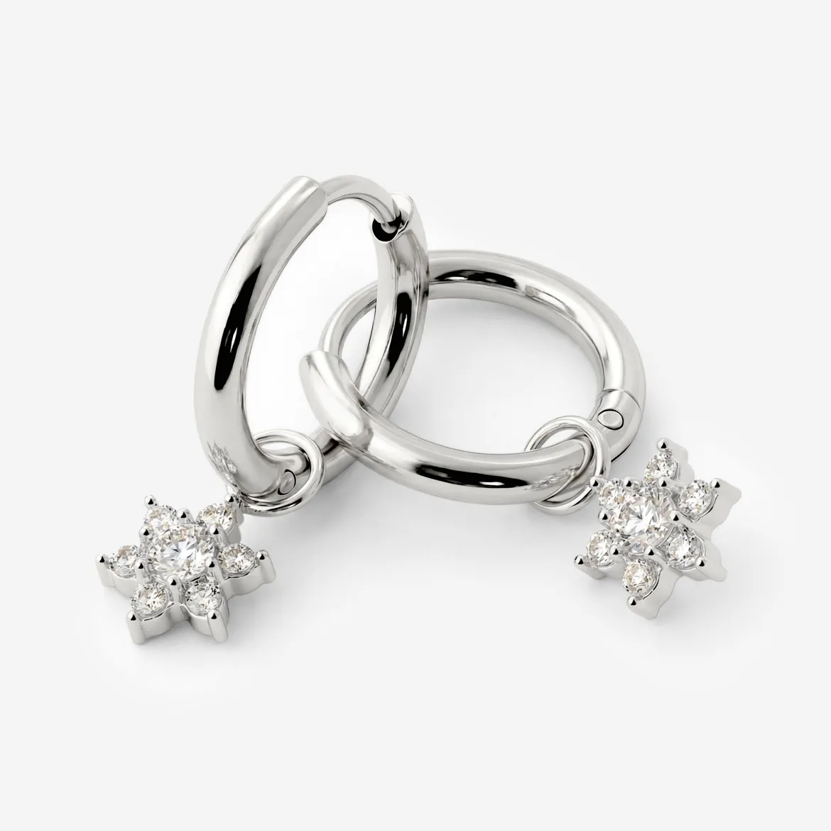 White Petal Hoop Set Small Silber