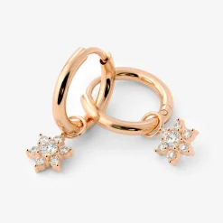 White Petal Hoop Set Small Roségold