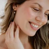 White Petal Hoop Set Small Gold