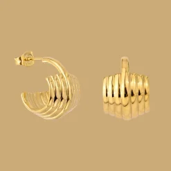 Winding Hoop Studs Gold