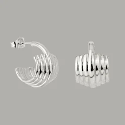 Winding Hoop Studs Silber