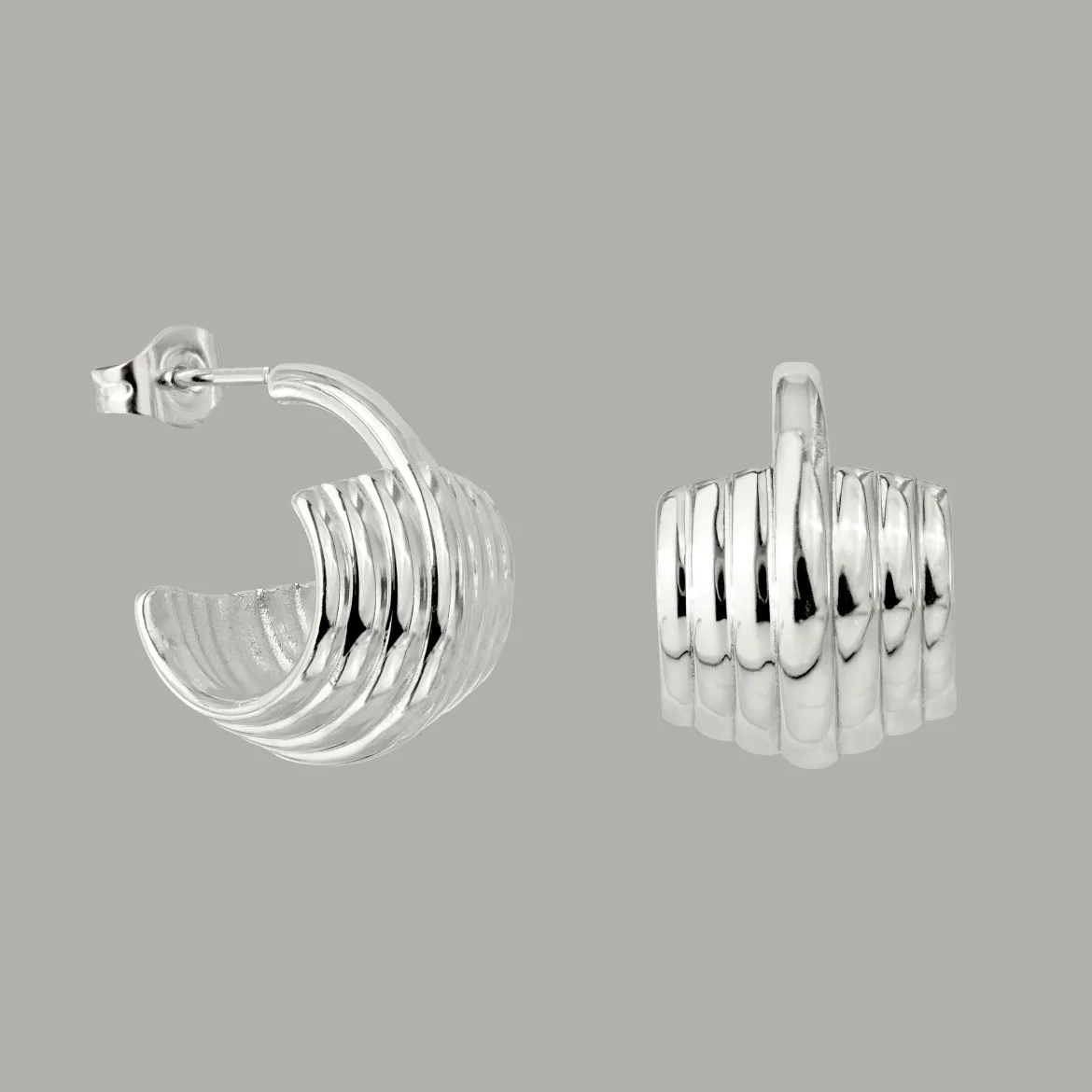 Winding Hoop Studs Silber
