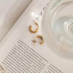 Winding Hoop Studs Silber