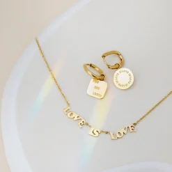 You are loved Hoop Set Small Gold
