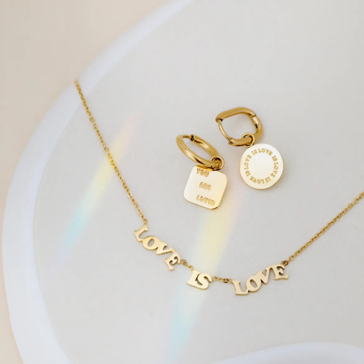 You are loved Hoop Set Small Gold