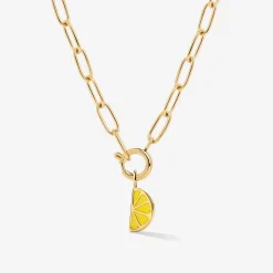 Zesty Oval Links Necklace Set Gold