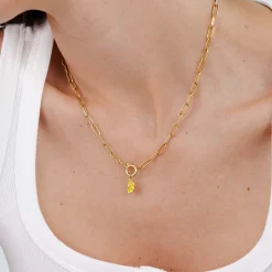 Zesty Oval Links Necklace Set Gold
