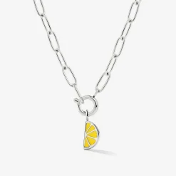 Zesty Oval Links Necklace Set Silber